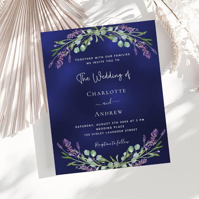 Faire-part de mariage budget bleu marine Lavender (Créateur téléchargé)