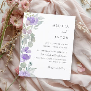 Faire-part de mariage Budget Boho Violet Eucalyptu