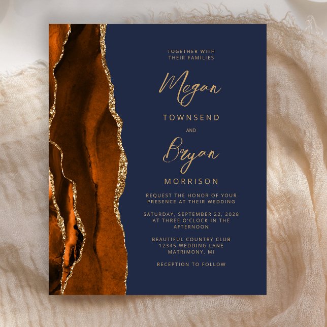 Faire-part de mariage Budget Burnt Orange Agate Bl (Créateur téléchargé)