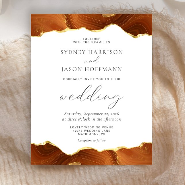 Faire-part de mariage Budget Burnt Orange Agate Go (Créateur téléchargé)