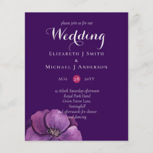 Faire-part de mariage budget Dark Floral Purple Dy