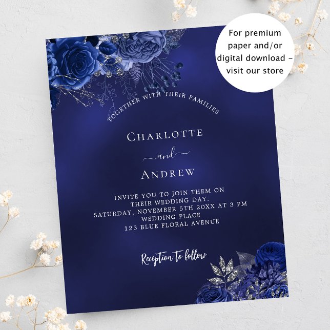 Faire-part de mariage budget de fleurs bleues mari (Créateur téléchargé)