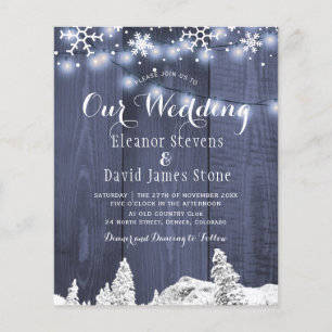 Faire-part de mariage budget d'hiver flocons de ne