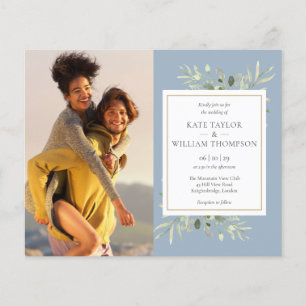 Faire-part de mariage Budget Dusty Blue Greenery