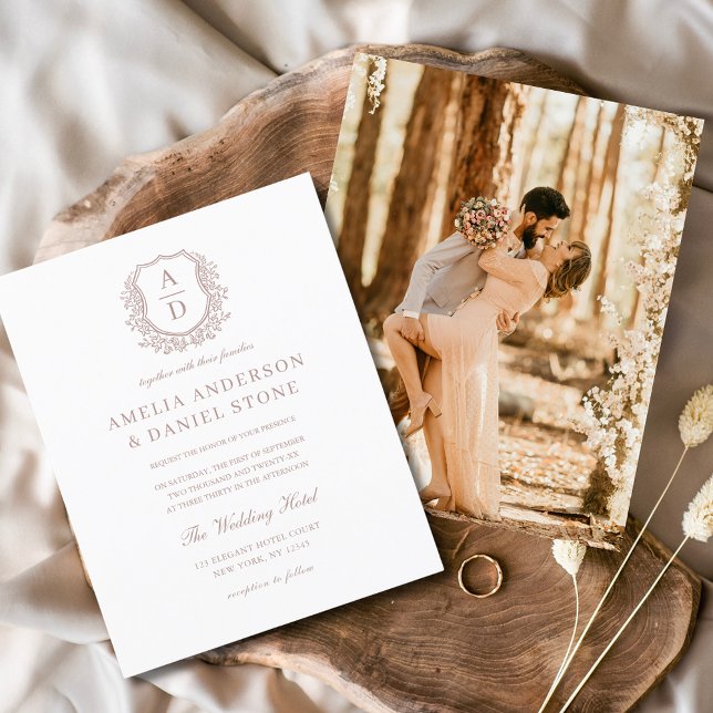 Faire-Part de Mariage Budget Dusty Rose Crest (Créateur téléchargé)