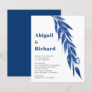 FAIRE-PART DE MARIAGE BUDGET eucalyptus bleu