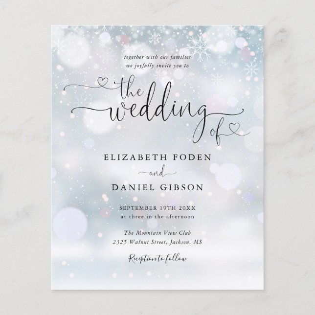 Faire-part de mariage Budget Flocons de neige Hive (Devant)