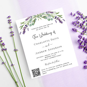 Faire-part de mariage budget floral lavande QR RSV