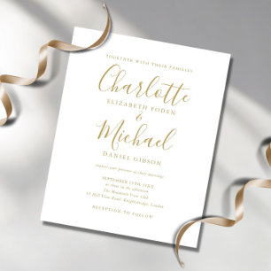 Faire-part de mariage Budget Gold Script