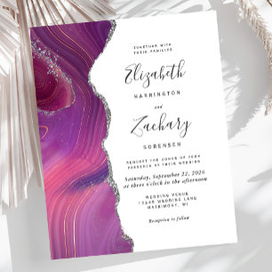 Faire-part de mariage Budget Magenta Silver Agate