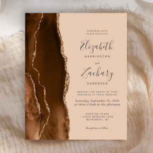 Faire-part de mariage Budget Marron Moka Agate Tan