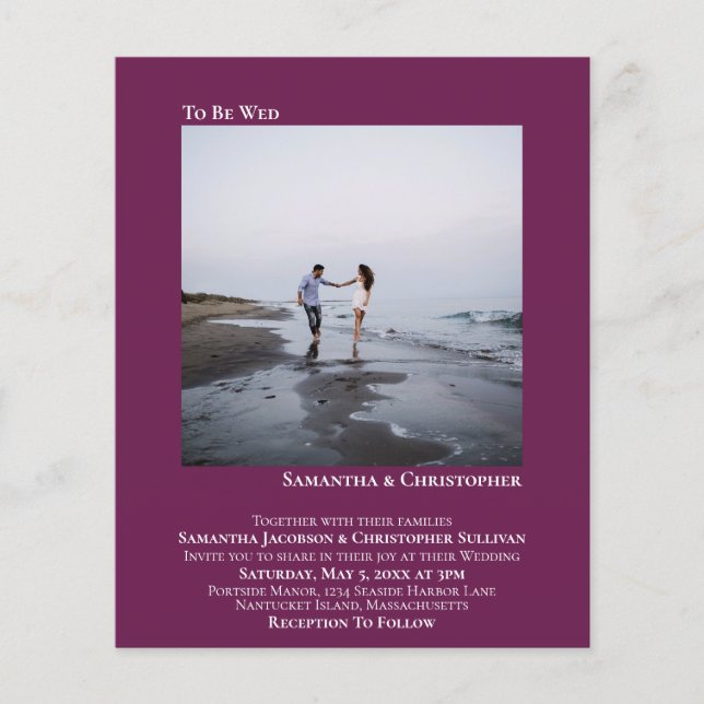 Faire-part de mariage BUDGET Minimaliste Du Cassis (Devant)