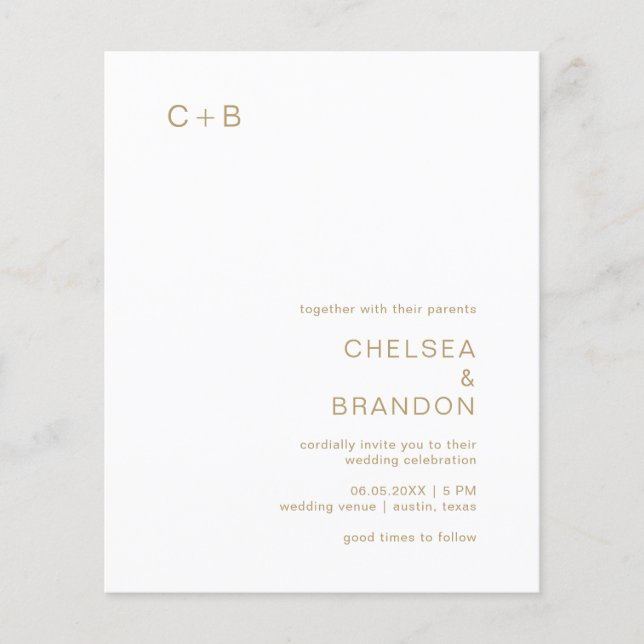 Faire-part de mariage budget moderne monogramme do (Devant)
