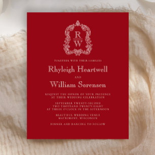 Faire-part de mariage Budget Monogram Crest Rouge