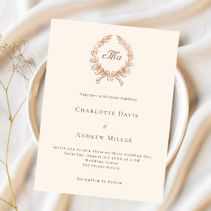 Faire-part de mariage budget monogramme de crête b