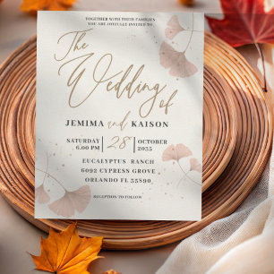 Faire-part de mariage Budget Or & Terracotta Ginkg