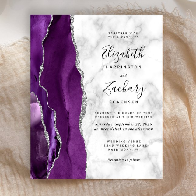 Faire-part de mariage Budget Purple Silver Agate M (Créateur téléchargé)
