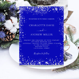 Faire-part de mariage budget Royal bleu argent