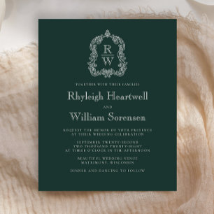 Faire-part de mariage Budget Vert Forêt Blason Mon