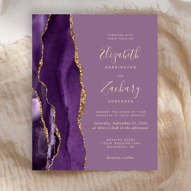 Faire-part de mariage Budget Violet Agate Mauve (Créateur téléchargé)