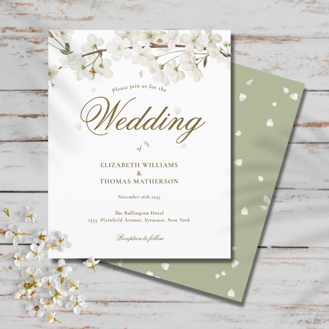 Faire-part de mariage Budget White Blossom (Créateur téléchargé)
