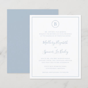 Faire-part de mariage budgétaire bleu outremer tra