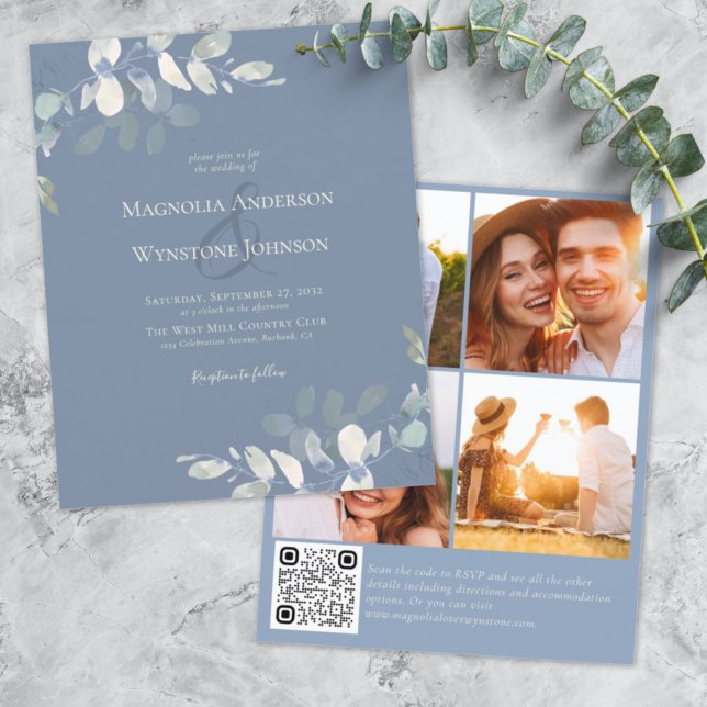 Faire-part de mariage budgétaire | Code QR Eucalyp (Créateur téléchargé)