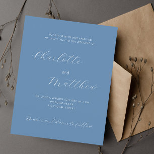 Faire-part de mariage budgétaire de script bleu fo