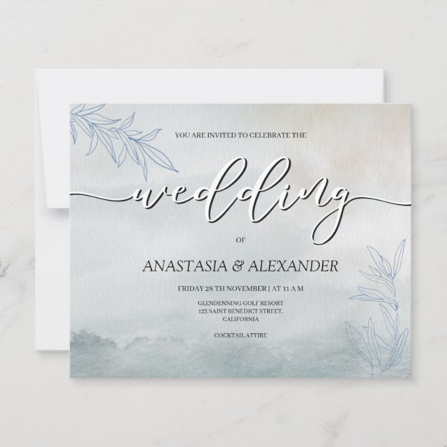 Faire-part de mariage budgétaire. Feuille de papie (Devant)