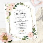 Faire-part de mariage budgétaire floral rose<br><div class="desc">Elégante invitation à la mariage de 4, 5 po x 5, 6 po à fleurs géométriques et abordables. VEUILLEZ NOTER : Les enveloppes NE SONT PAS INCLUSES ; les enveloppes A7 correspondantes sont disponibles pour être achetées séparément.</div>