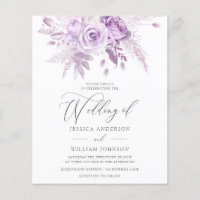 Faire-part de mariage budgétaire floral Rose lavan