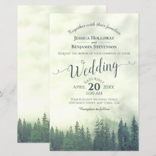 Faire-part de mariage BUDGÉTAIRE Foggy Green Fores