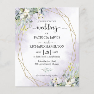 Faire-part de mariage budgétaire géométrique viole