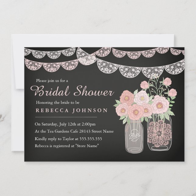 Faire-part de mariage Bunting Mason Jar Tableau (Devant)