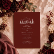 Faire-part de mariage Burgundy Pine Lodge