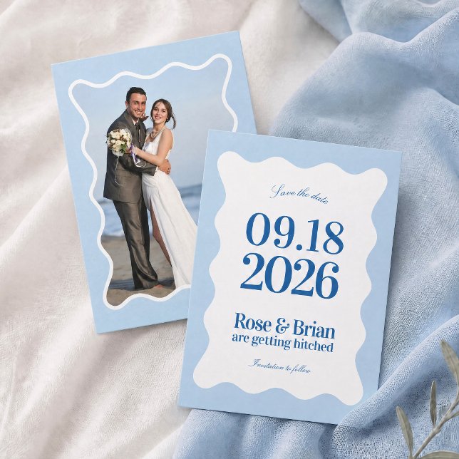 Faire-part de mariage Cabane Bleue Ondulée (Créateur téléchargé)