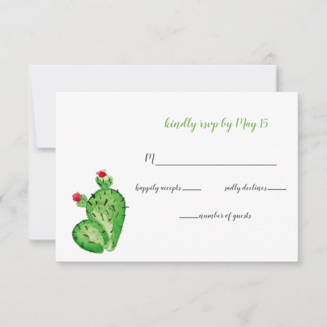 Faire-part de mariage cactus rustique rsvp (Devant)