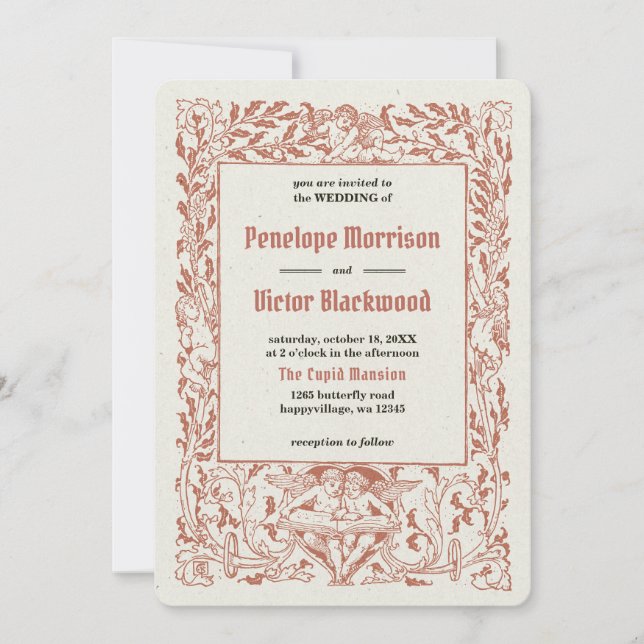 Faire-part de mariage cadre Angles vintages (Devant)