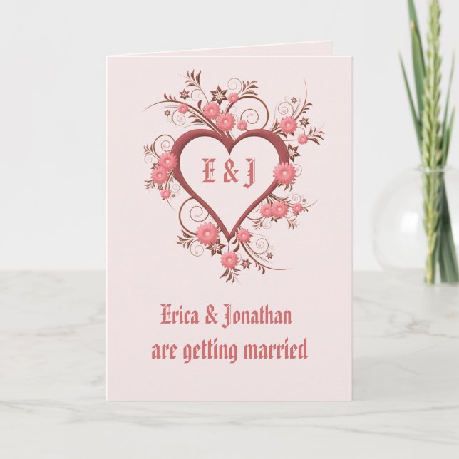 Faire-part de mariage, cadre cardiaque élégant (Devant)