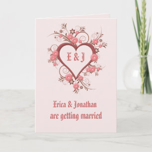 faire-part de mariage, cadre cardiaque élégant