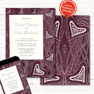 Faire-part de mariage Cadre Cœurs Vintage