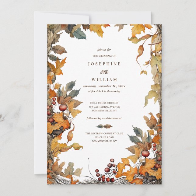 Faire-part de mariage Cadre d'Automne (Devant)