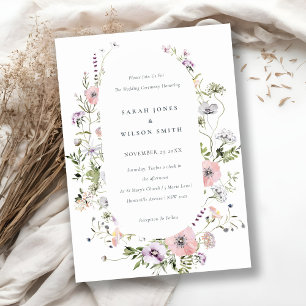 Faire-part de mariage cadre de fleurs sauvages de