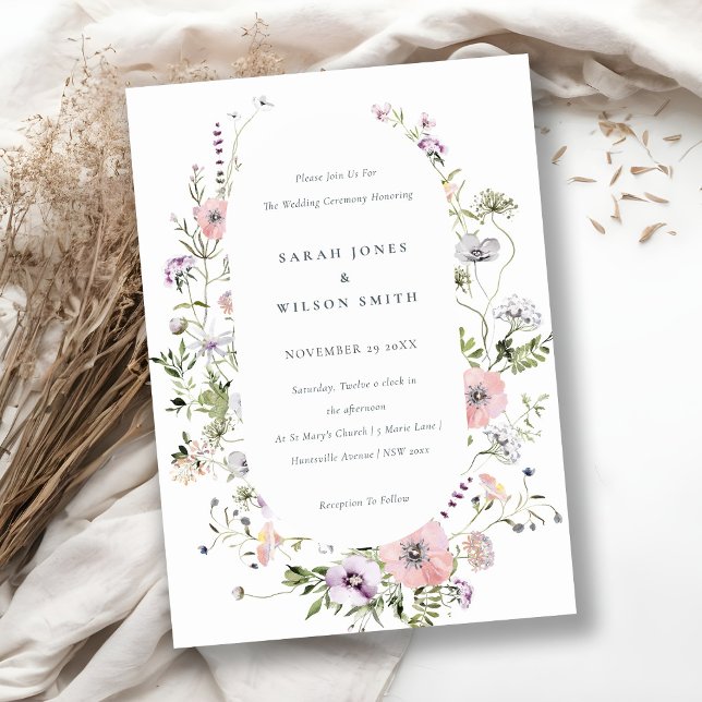 Faire-part de mariage cadre de fleurs sauvages de  (Créateur téléchargé)