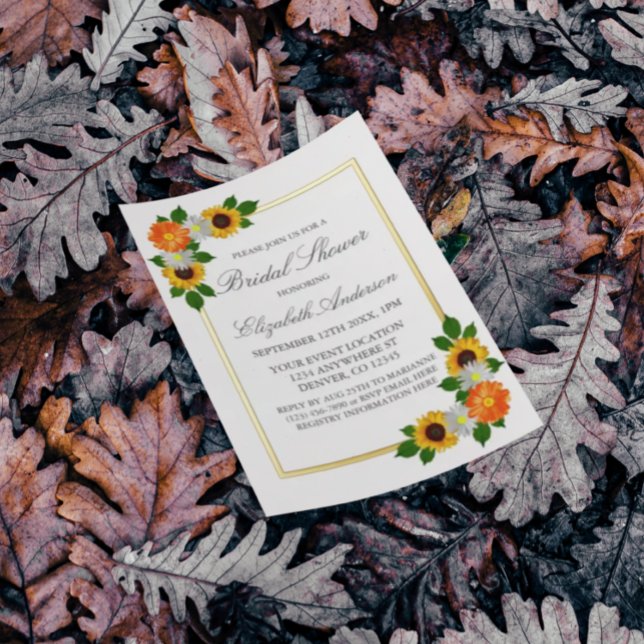 Faire-Part de Mariage Cadre Doré Fleurs (Créateur téléchargé)