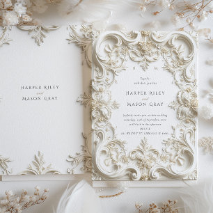 Faire-part de mariage cadre élégance baroque