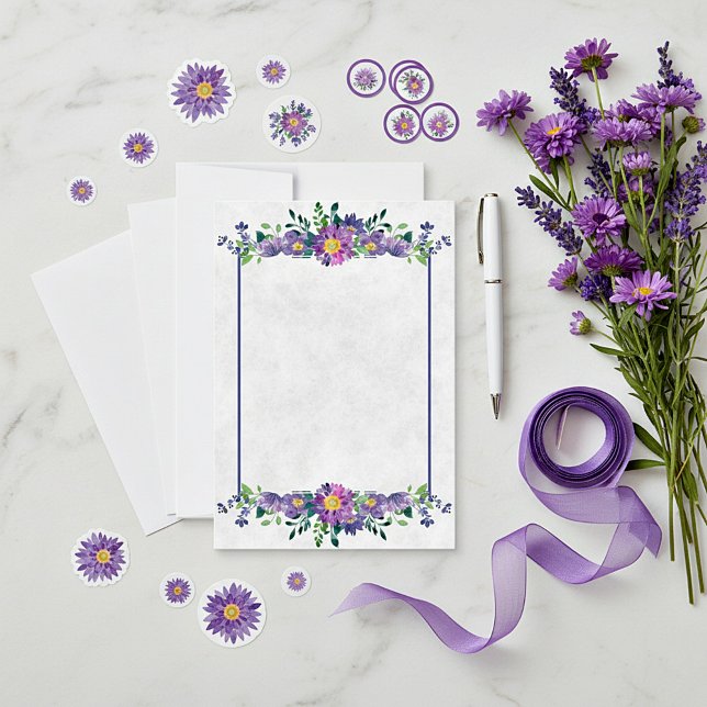 Faire-part de mariage cadre floral violet Budget v (Créateur téléchargé)
