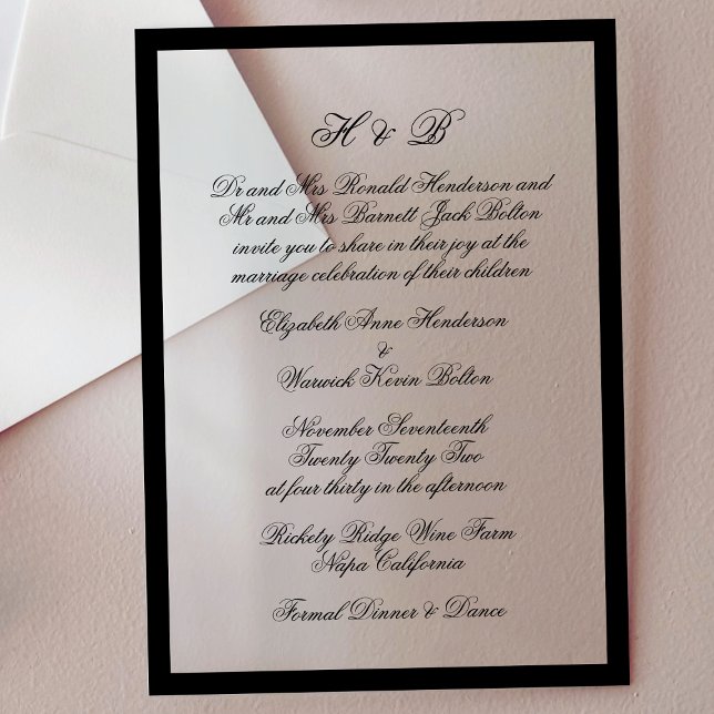 Faire-part de mariage cadre formel noir et blanc M (Créateur téléchargé)