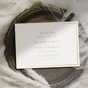 Faire-part de mariage cadre or classique Formel