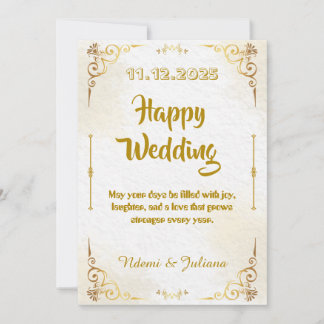 Faire-Part de Mariage Cadre Orné en Or Blanc